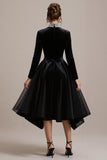 Robe de cocktail midi à manches trapèze en velours noir