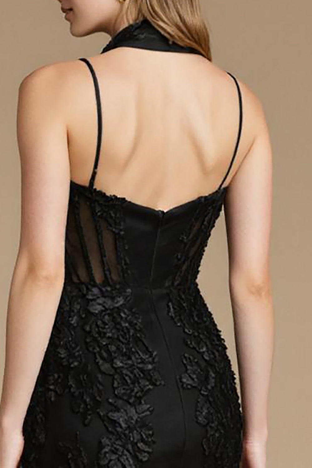 Corset noir à bretelles spaghetti florales Robe de cocktail courte trapèze