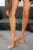 Sandales à talons épais à lanières Gladiator dorées