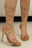 Sandales à talons aiguilles à lanières Golden Gladiator à bout ouvert