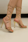 Sandales à talons aiguilles à lanières Golden Gladiator à bout ouvert