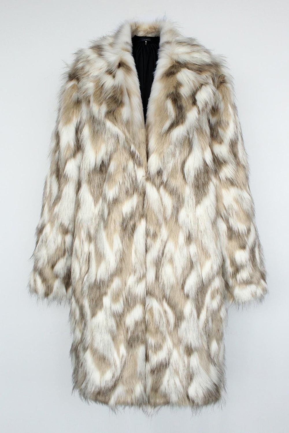 Fausse fourrure grise revers cranté long manteau d’hiver pour homme