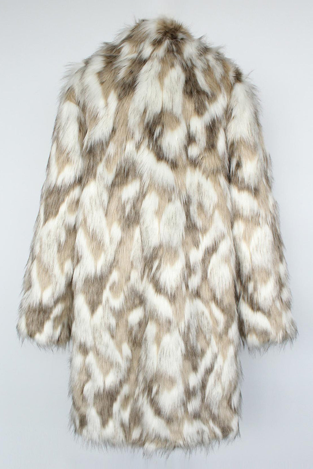 Fausse fourrure grise revers cranté long manteau d’hiver pour homme