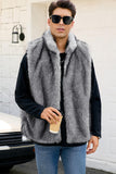 Gilet d’hiver en fausse fourrure gris clair pour hommes