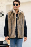 Gilet d’hiver en fausse fourrure gris clair pour hommes