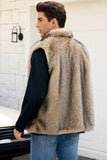 Gilet d’hiver en fausse fourrure gris clair pour hommes