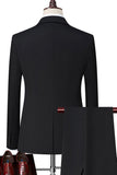 Noir Singel Breasted Cranched Lavers 3 Pièces Hommes Costumes