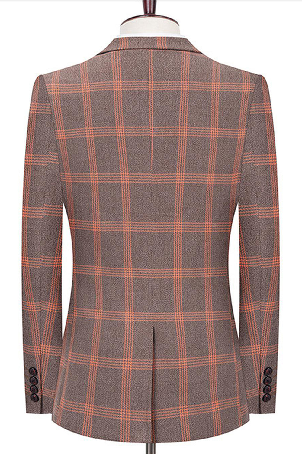 Bleu revers cranté slim fit Plaid hommes costumes