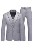 Plaid gris revers cranté 3 pièces Costumes formels pour hommes