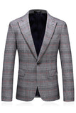 Hommes Gris Plaid Peak Lapel 3 Pièces Costumes de bal