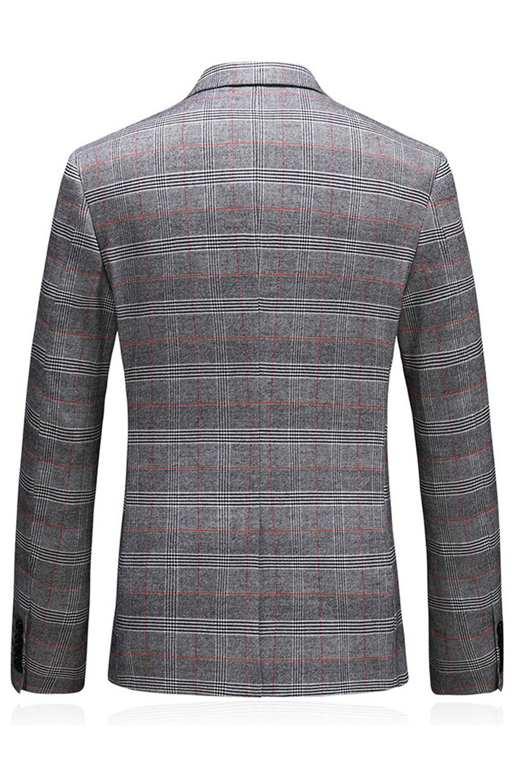 Hommes Gris Plaid Peak Lapel 3 Pièces Costumes de bal