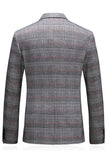 Hommes Gris Plaid Peak Lapel 3 Pièces Costumes de bal