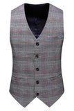 Hommes Gris Plaid Peak Lapel 3 Pièces Costumes de bal