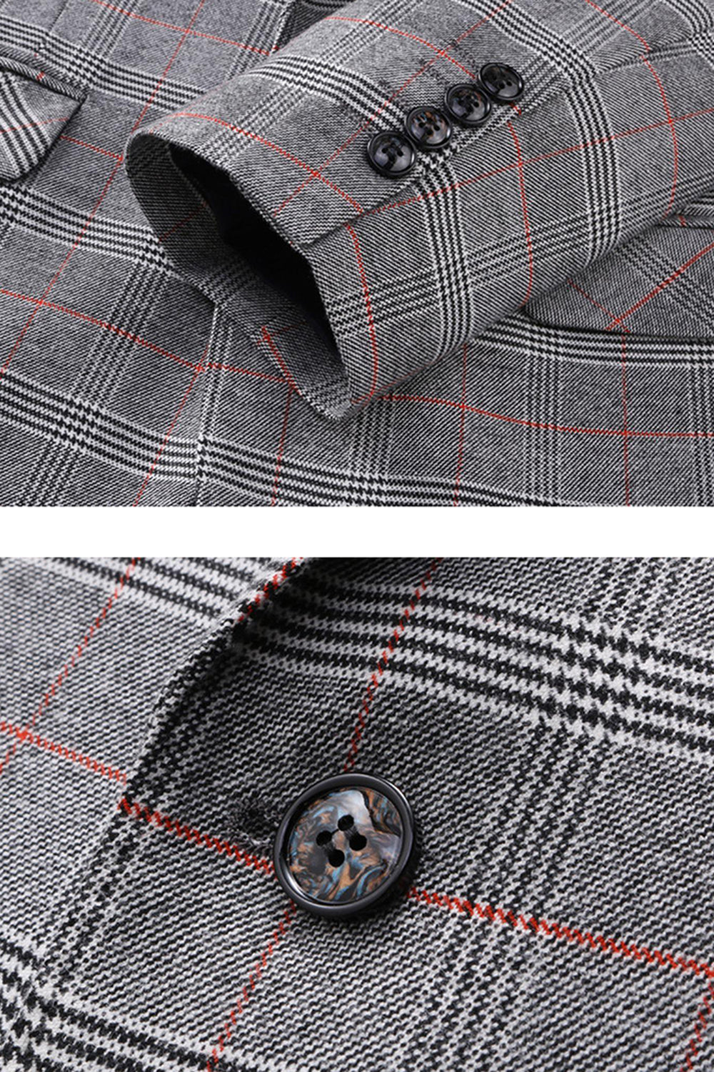 Hommes Gris Plaid Peak Lapel 3 Pièces Costumes de bal