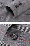Hommes Gris Plaid Peak Lapel 3 Pièces Costumes de bal