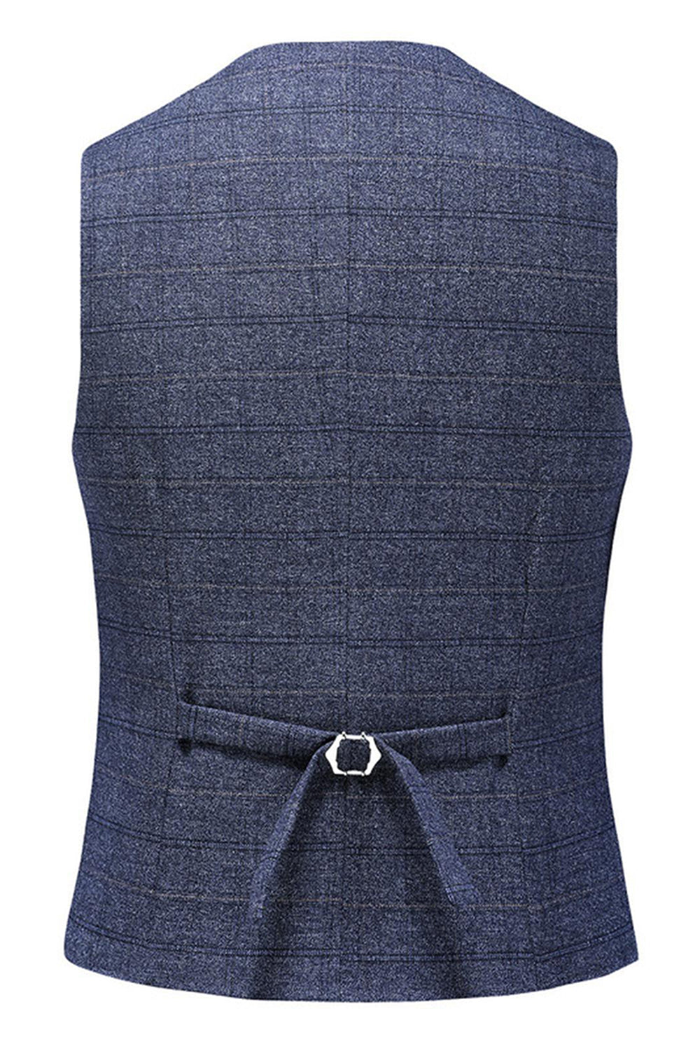 Hommes Bleu foncé à carreaux crantés revers 3 pièces Costumes de bal