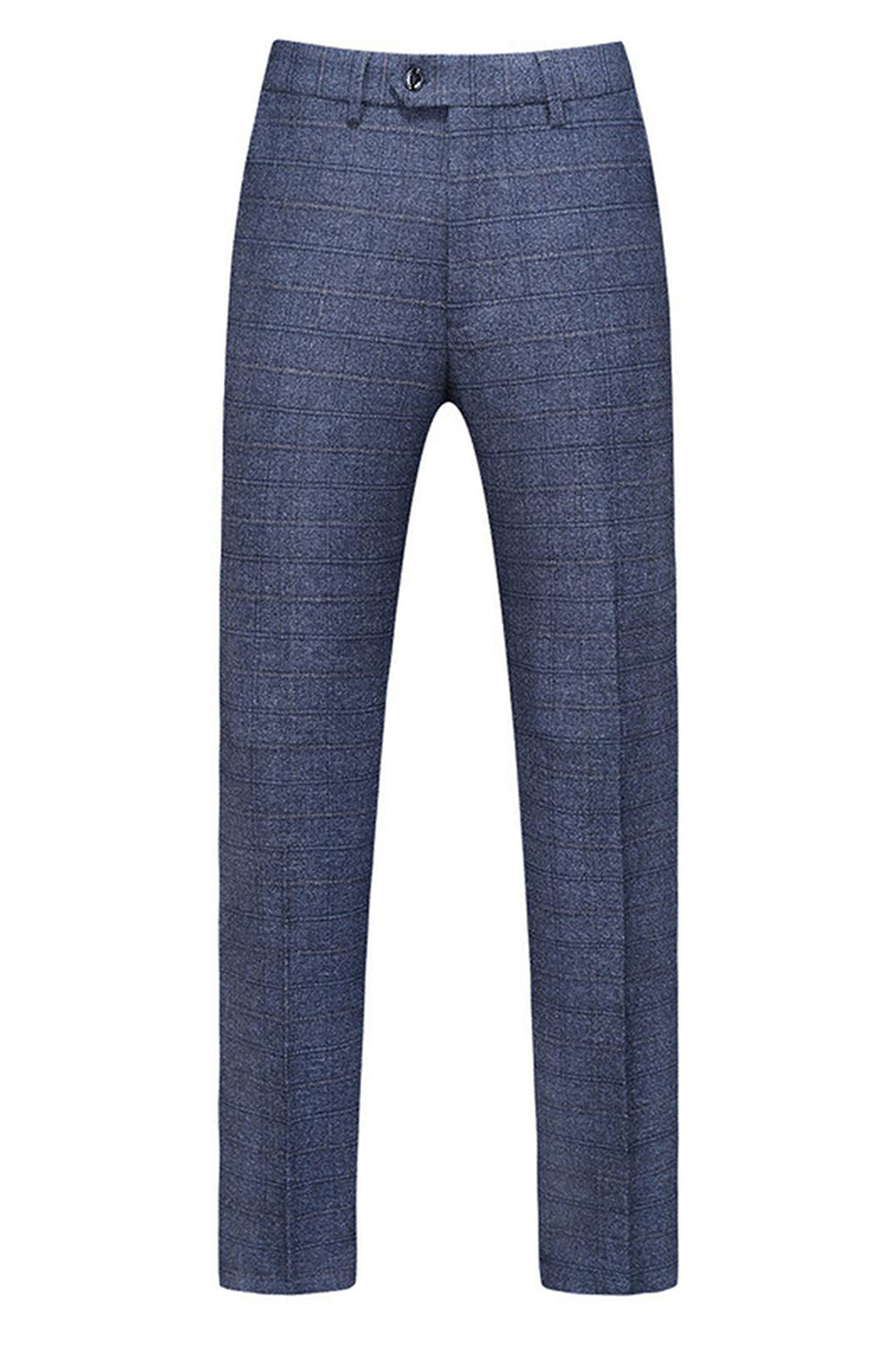 Hommes Bleu foncé à carreaux crantés revers 3 pièces Costumes de bal