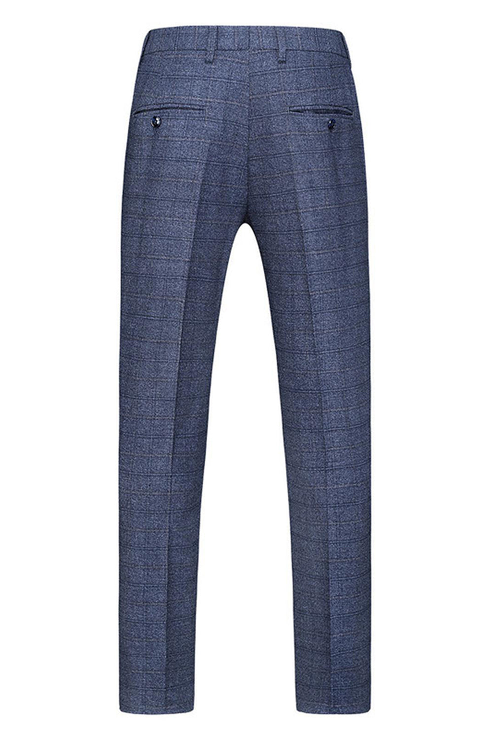 Hommes Bleu foncé à carreaux crantés revers 3 pièces Costumes de bal