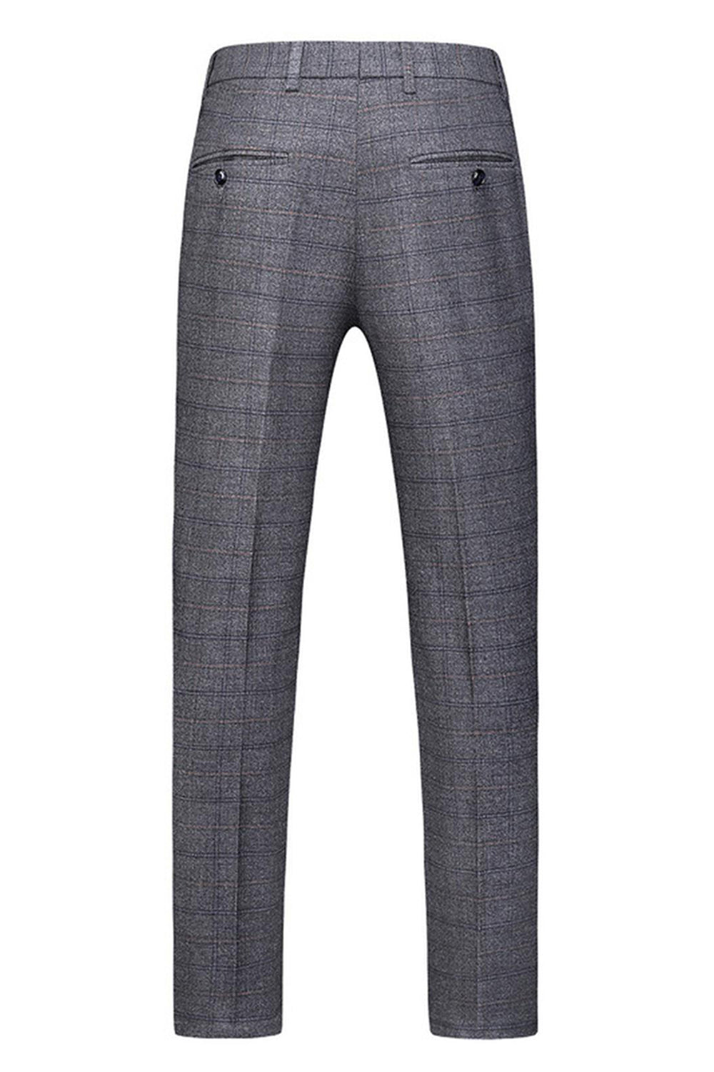 Hommes Bleu foncé à carreaux crantés revers 3 pièces Costumes de bal