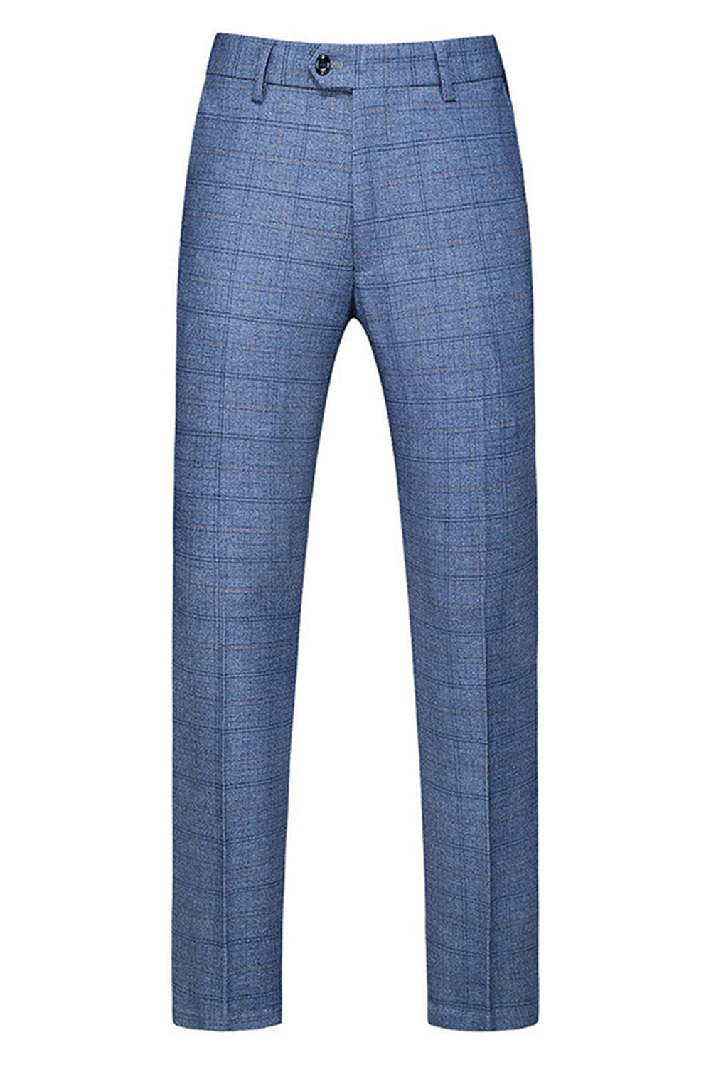 Hommes Bleu foncé à carreaux crantés revers 3 pièces Costumes de bal