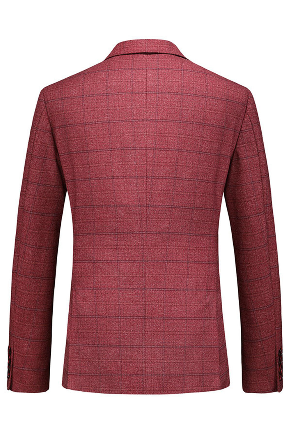 Hommes Bleu foncé à carreaux crantés revers 3 pièces Costumes de bal