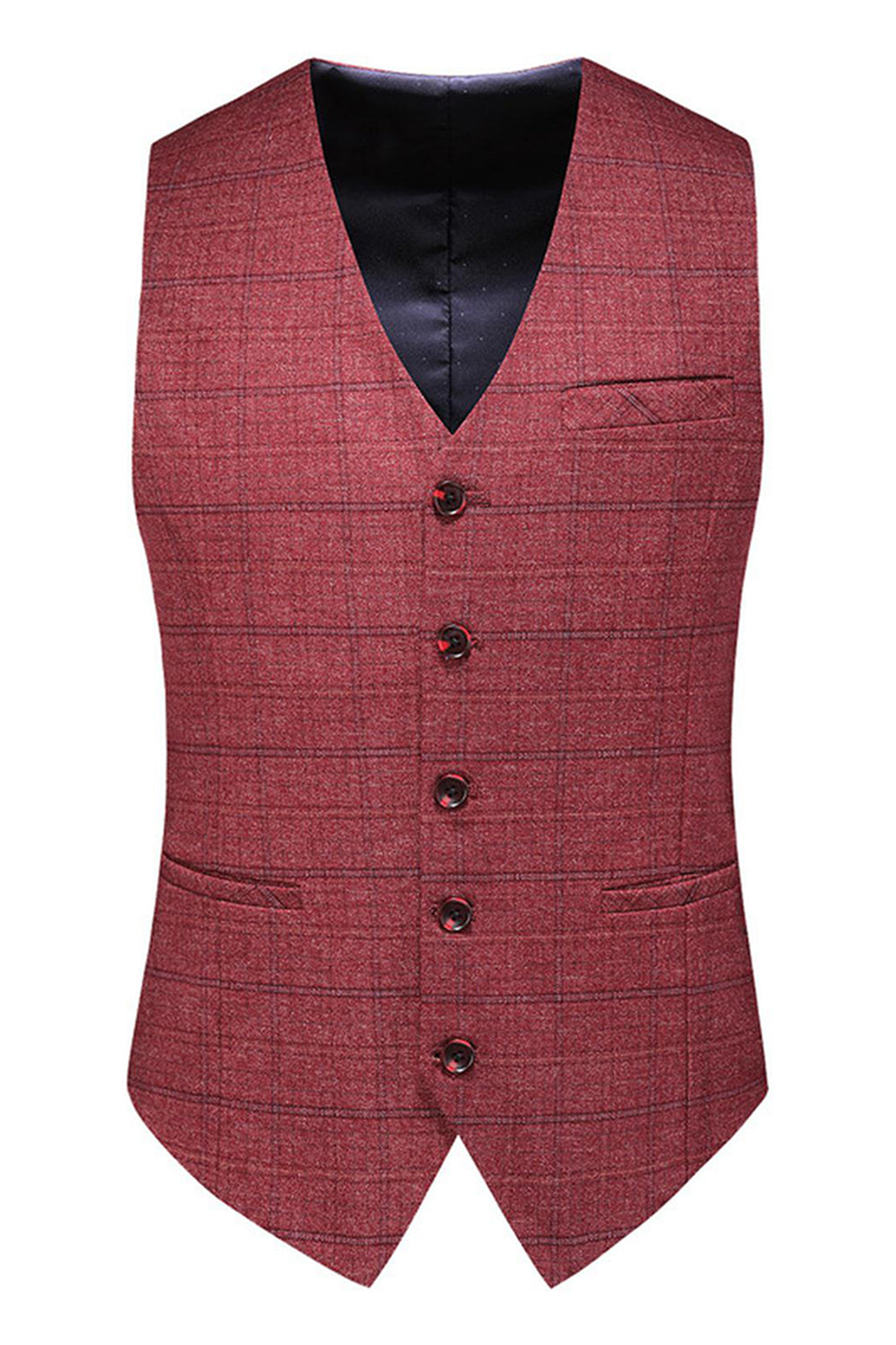 Hommes Bleu foncé à carreaux crantés revers 3 pièces Costumes de bal