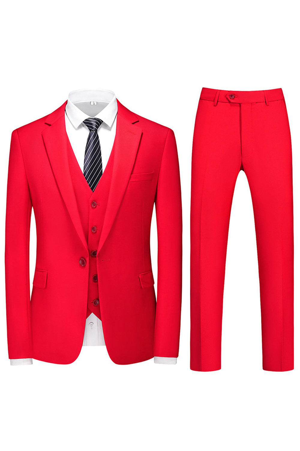 Hommes Violet Simple Boutonnage Cranté Revers 3 Pièces Costumes de Bal