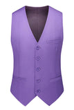 Hommes Violet Simple Boutonnage Cranté Revers 3 Pièces Costumes de Bal