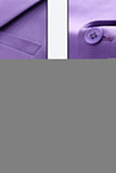 Hommes Violet Simple Boutonnage Cranté Revers 3 Pièces Costumes de Bal