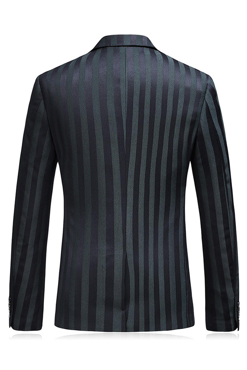 Hommes gris vert rayé pointu revers 3 pièces costumes de bal