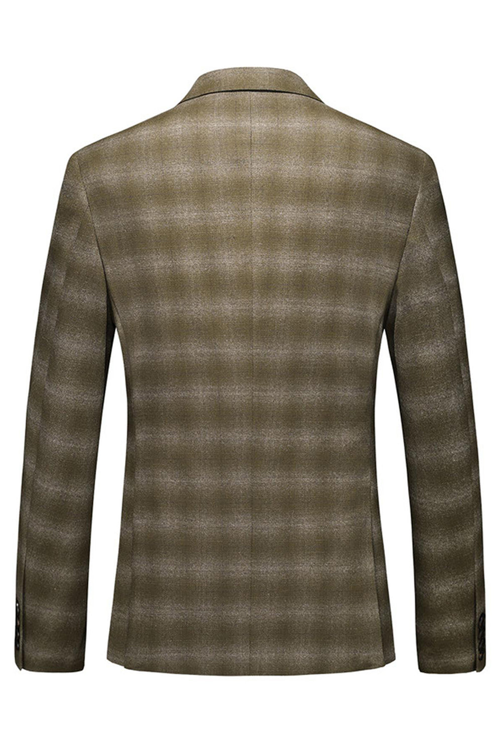 Homme Vert Armée Rayé Pointu Revers 3 Pièces Costumes Formels