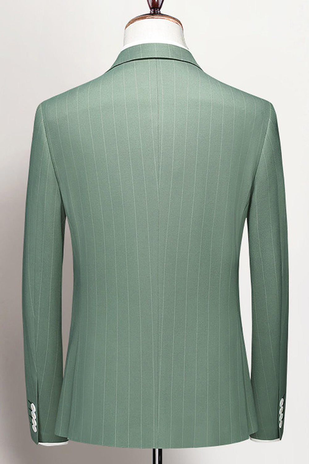 Vert gazon revers cranté rayé 3 pièces Costumes formels pour hommes