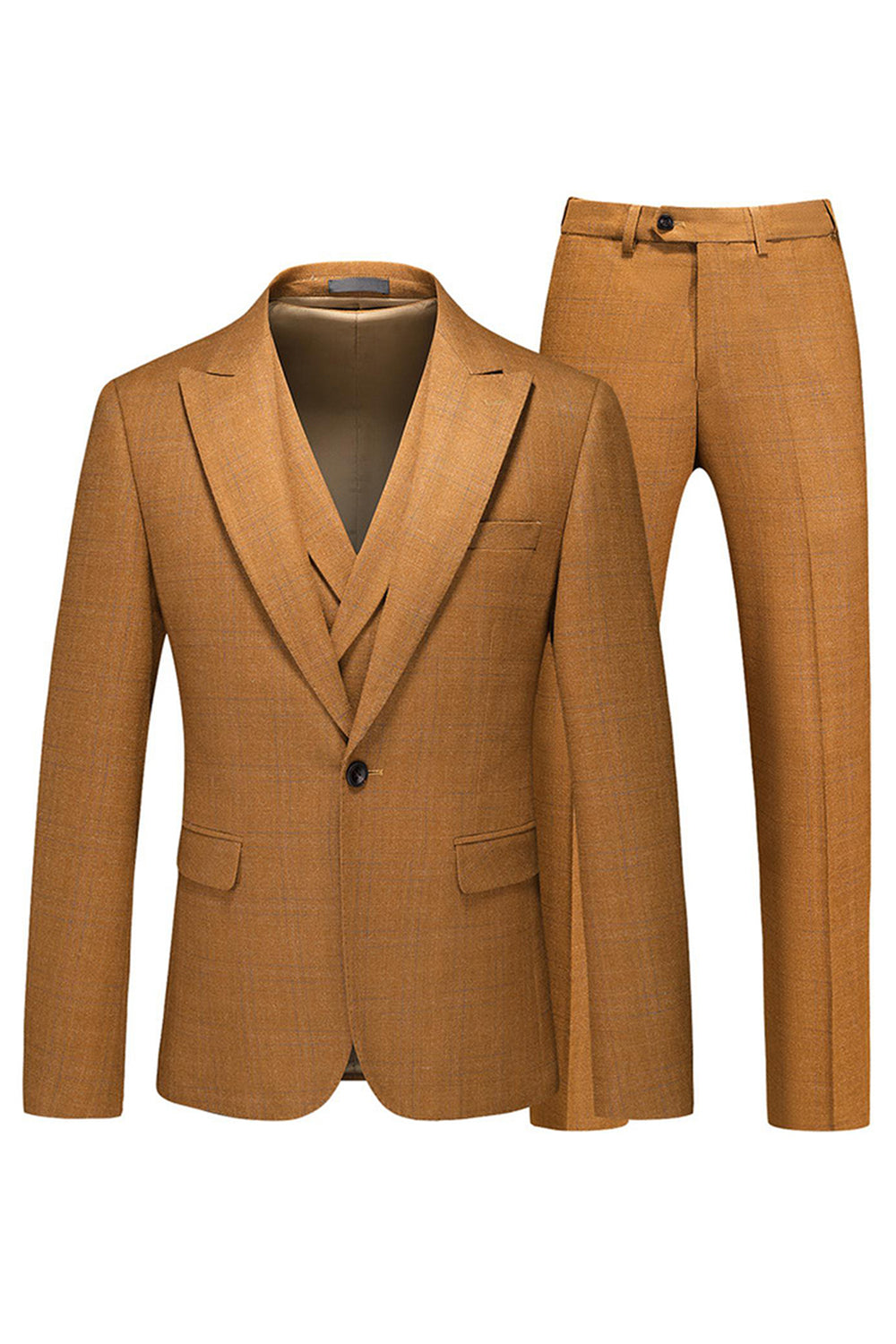 Caramel Peaked Lavers 3 Pièces Costumes de bal pour hommes