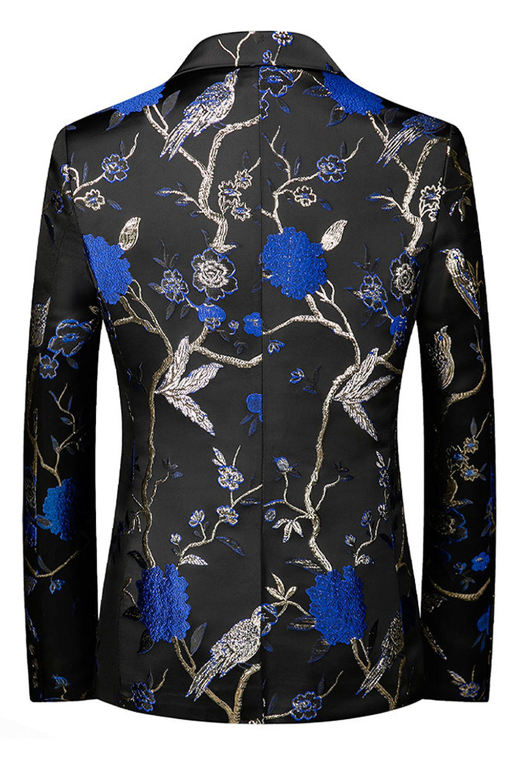 Bleu et noir à revers crantés Jacquard 2 pièces costumes de bal pour hommes