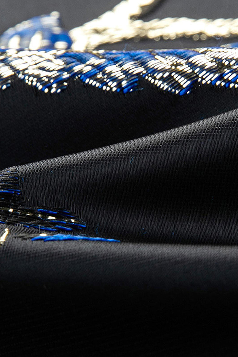 Bleu et noir à revers crantés Jacquard 2 pièces costumes de bal pour hommes