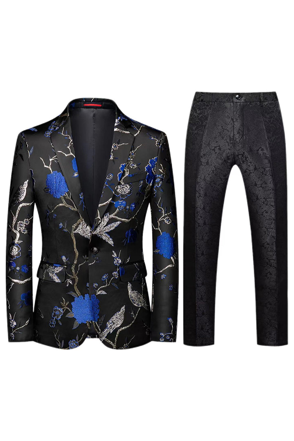 Revers cranté simple boutonnage jacquard 2 pièces violet costumes de bal pour hommes