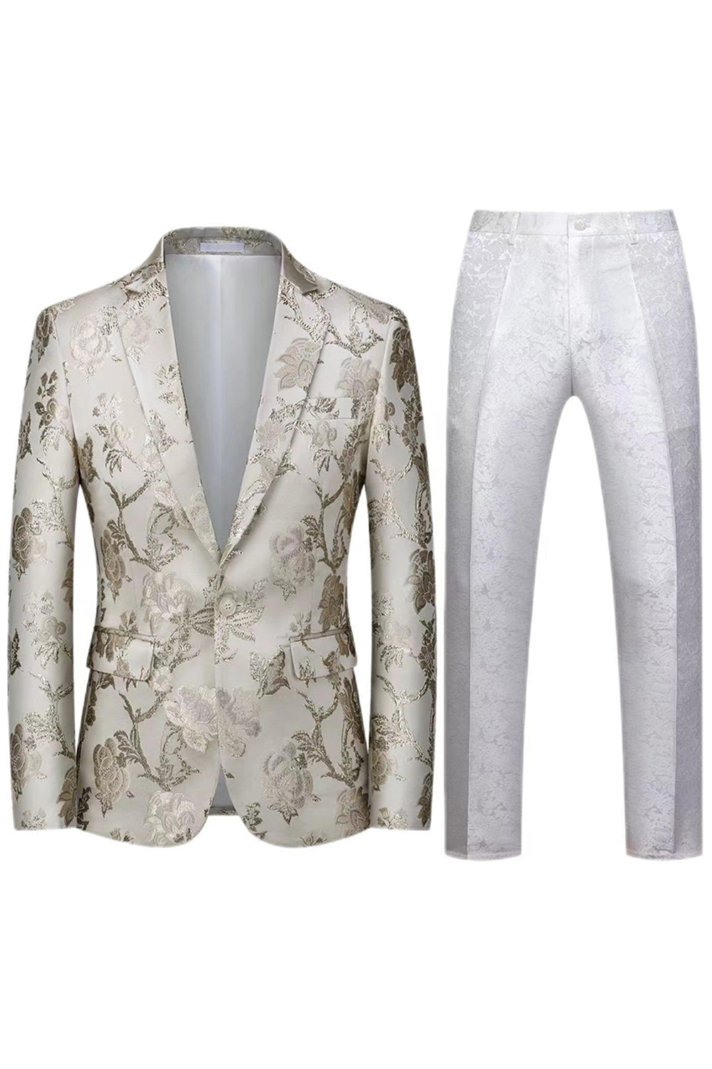 Revers cranté simple boutonnage jacquard 2 pièces violet costumes de bal pour hommes