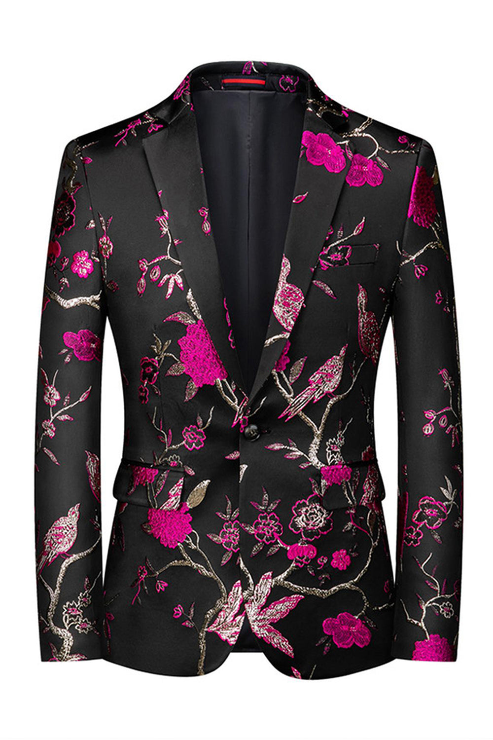 Revers cranté simple boutonnage jacquard 2 pièces violet costumes de bal pour hommes