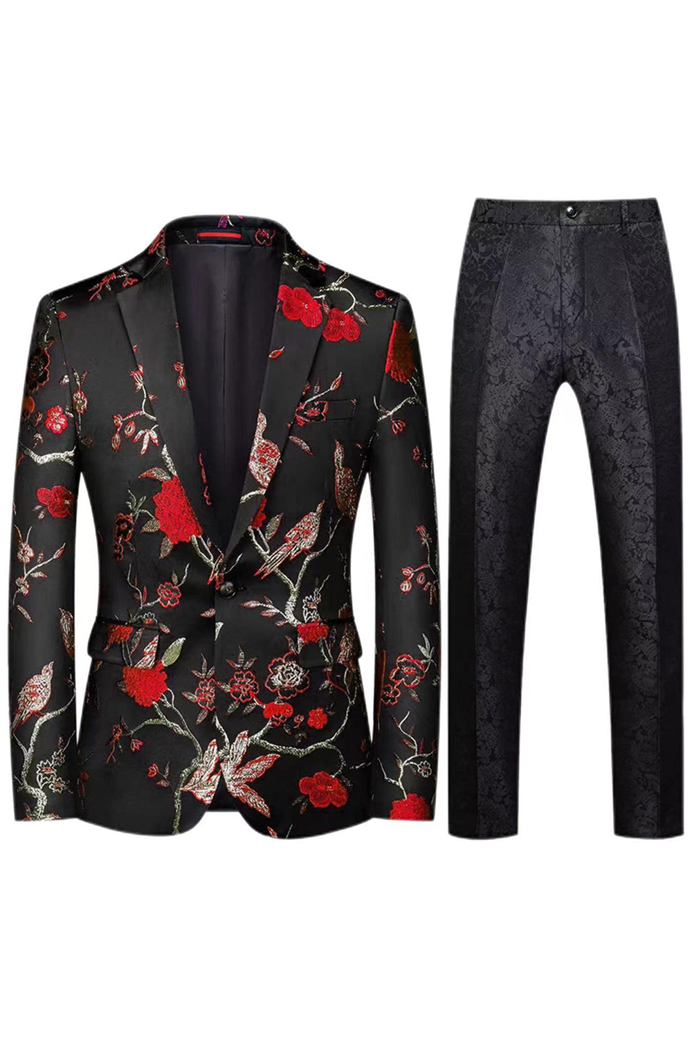 Revers cranté simple boutonnage jacquard 2 pièces violet costumes de bal pour hommes