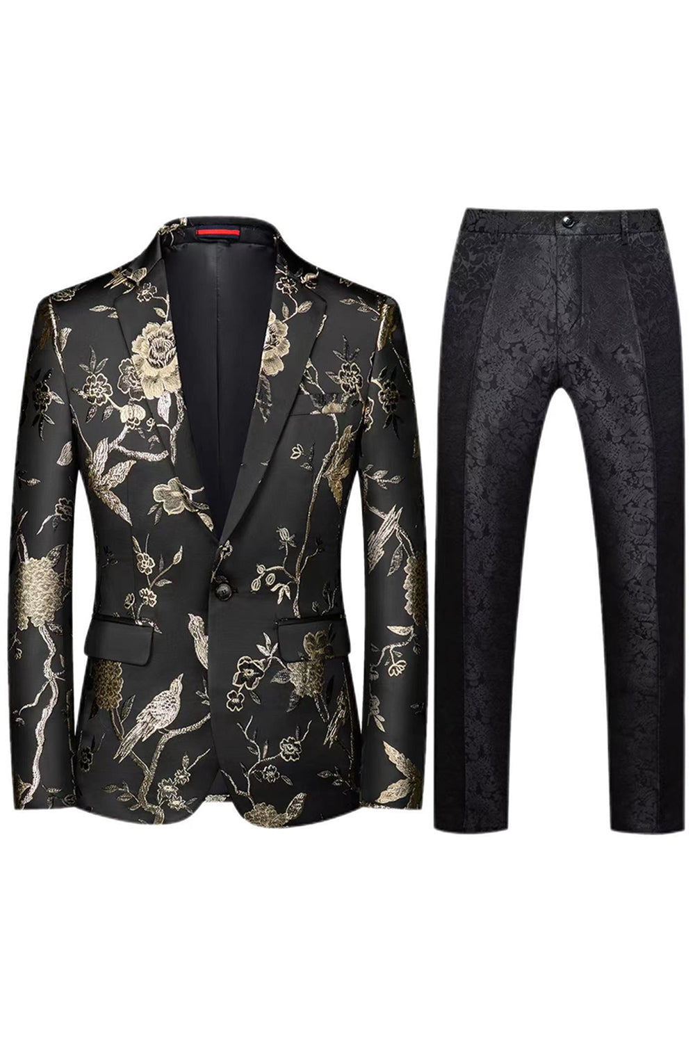 Revers cranté simple boutonnage jacquard 2 pièces violet costumes de bal pour hommes