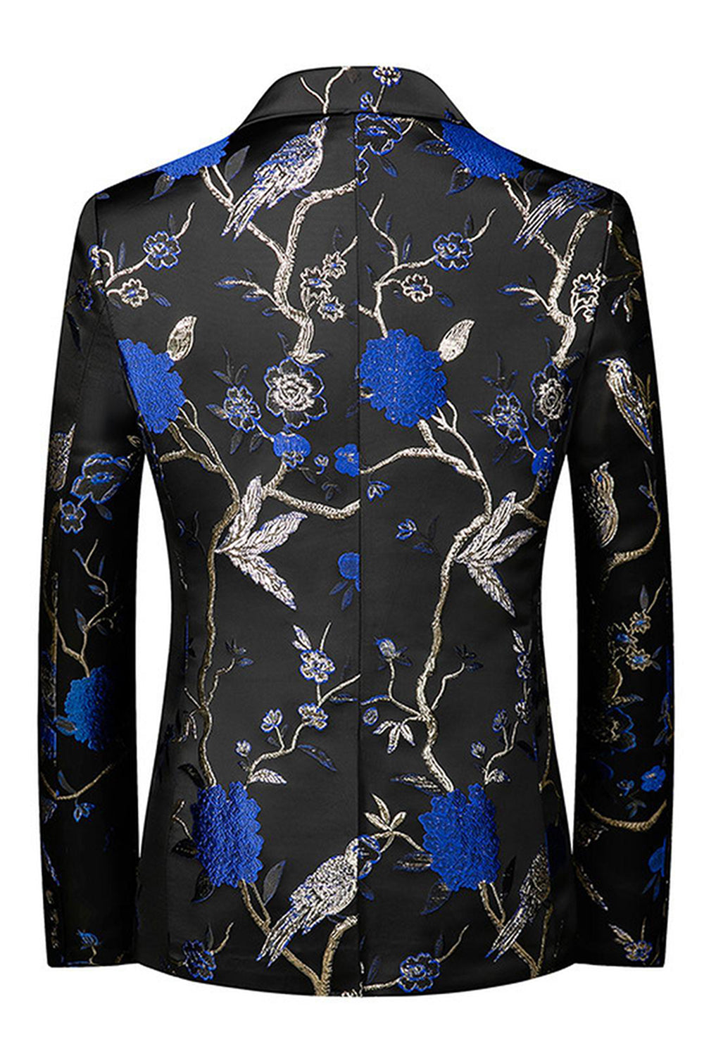 Bleu revers cranté 3 pièces Jacquard Costumes de bal pour hommes