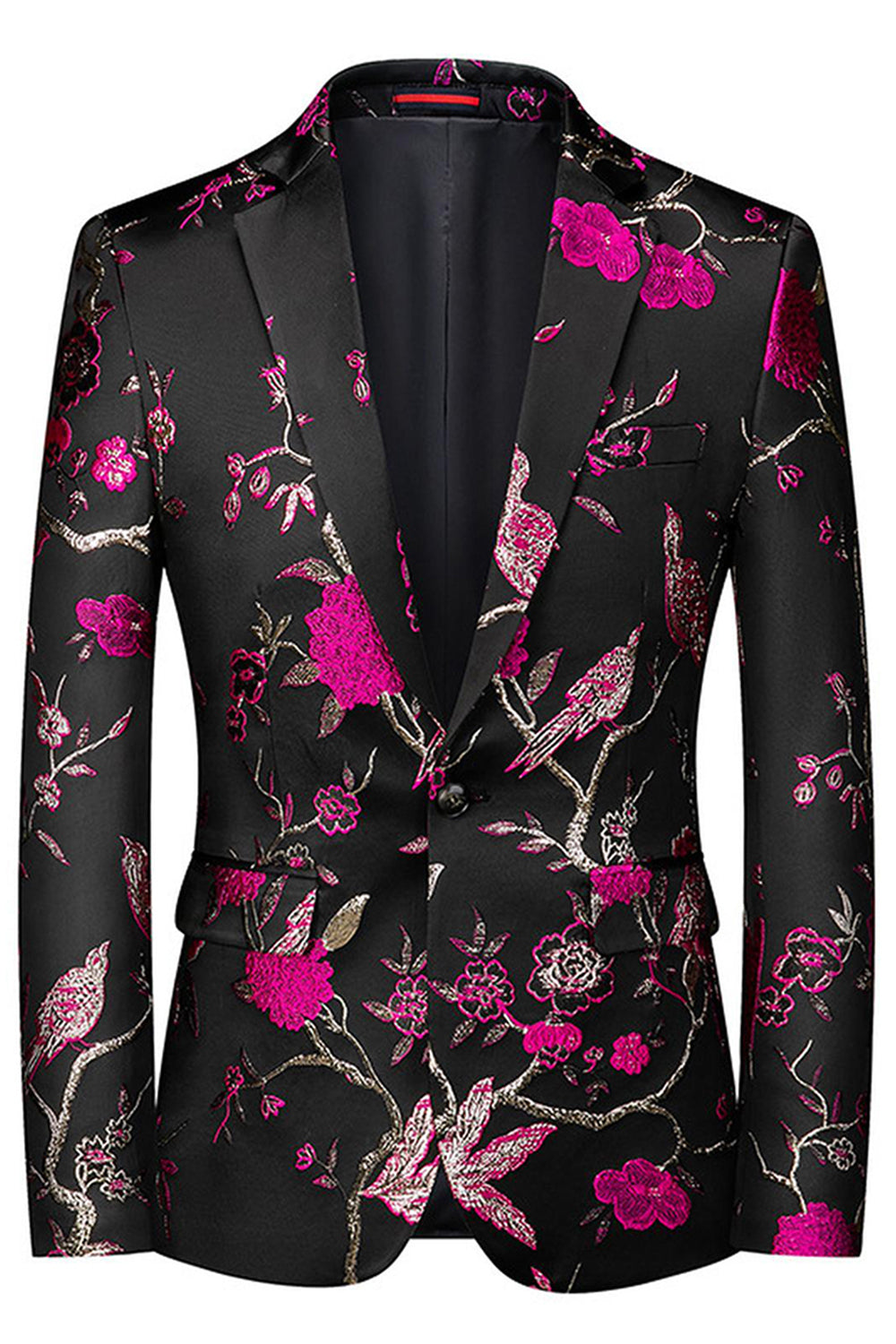 Bleu revers cranté 3 pièces Jacquard Costumes de bal pour hommes