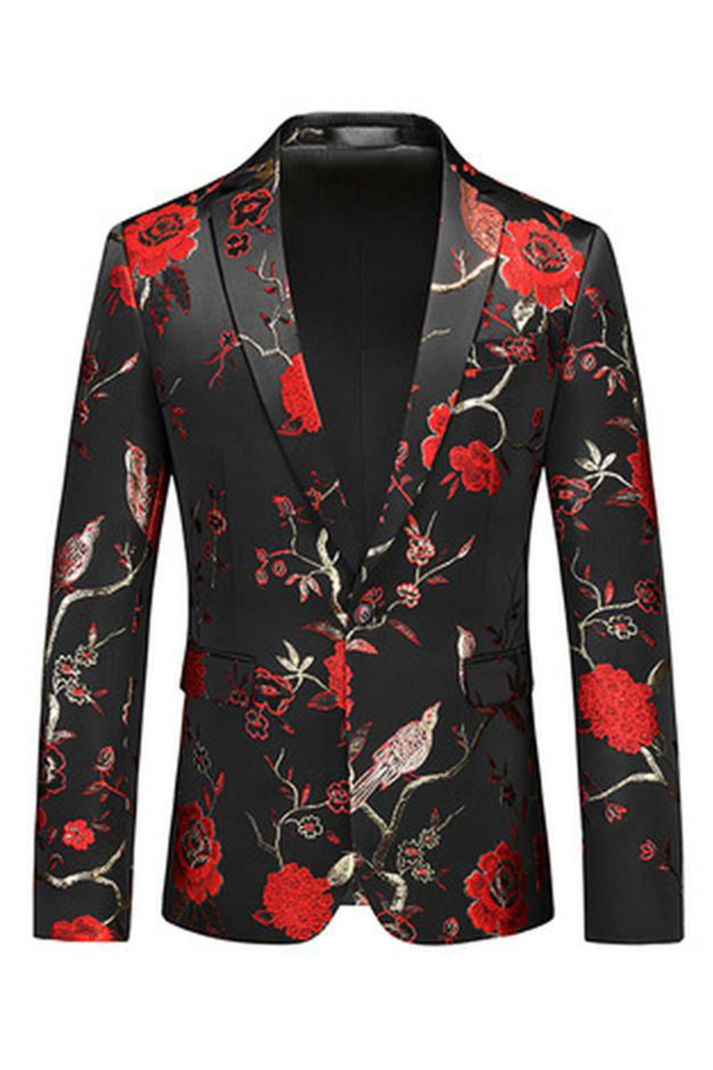 Bleu revers cranté 3 pièces Jacquard Costumes de bal pour hommes