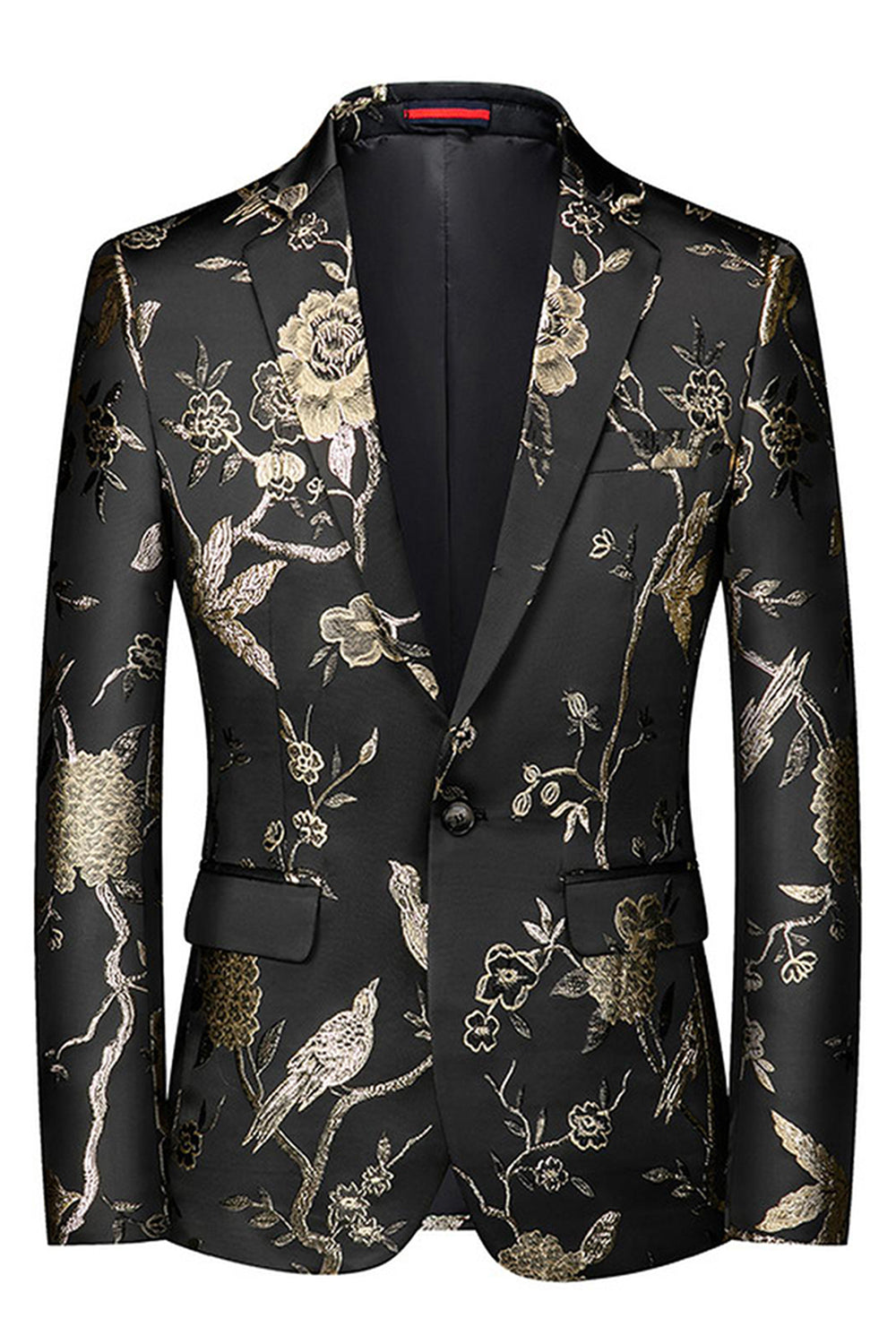 Bleu revers cranté 3 pièces Jacquard Costumes de bal pour hommes