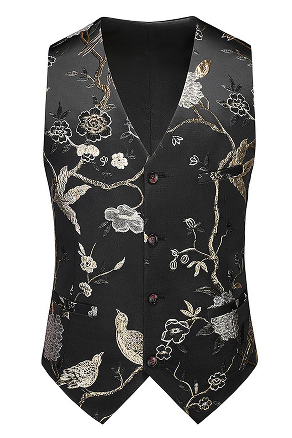 Bleu revers cranté 3 pièces Jacquard Costumes de bal pour hommes