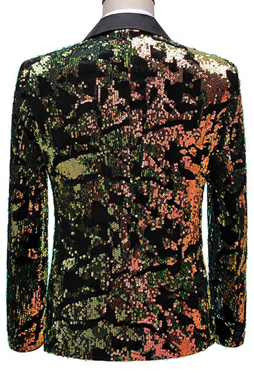 Blazer de bal à revers crantés bleu violet scintillant avec paillettes pour hommes