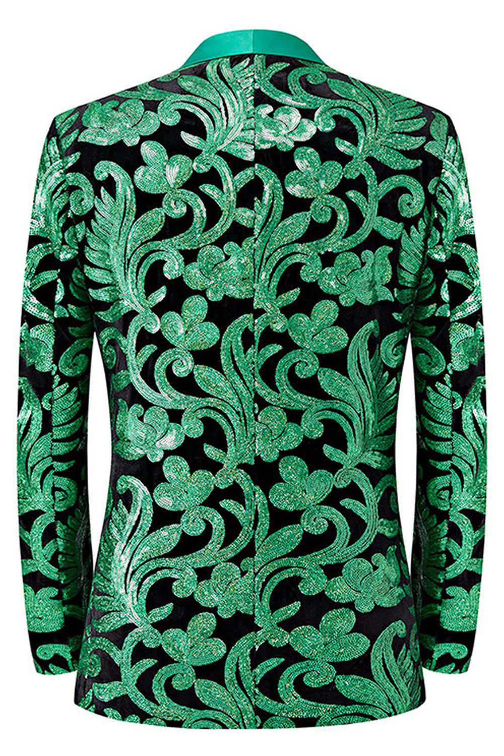 Vert 2 pièces Jacquard Châle Revers Costumes de bal pour hommes