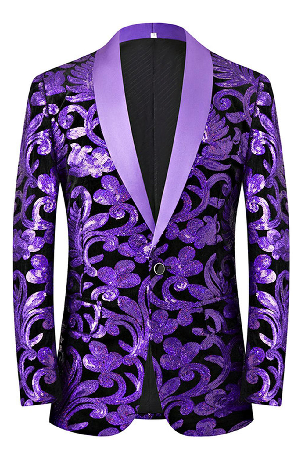 Vert 2 pièces Jacquard Châle Revers Costumes de bal pour hommes