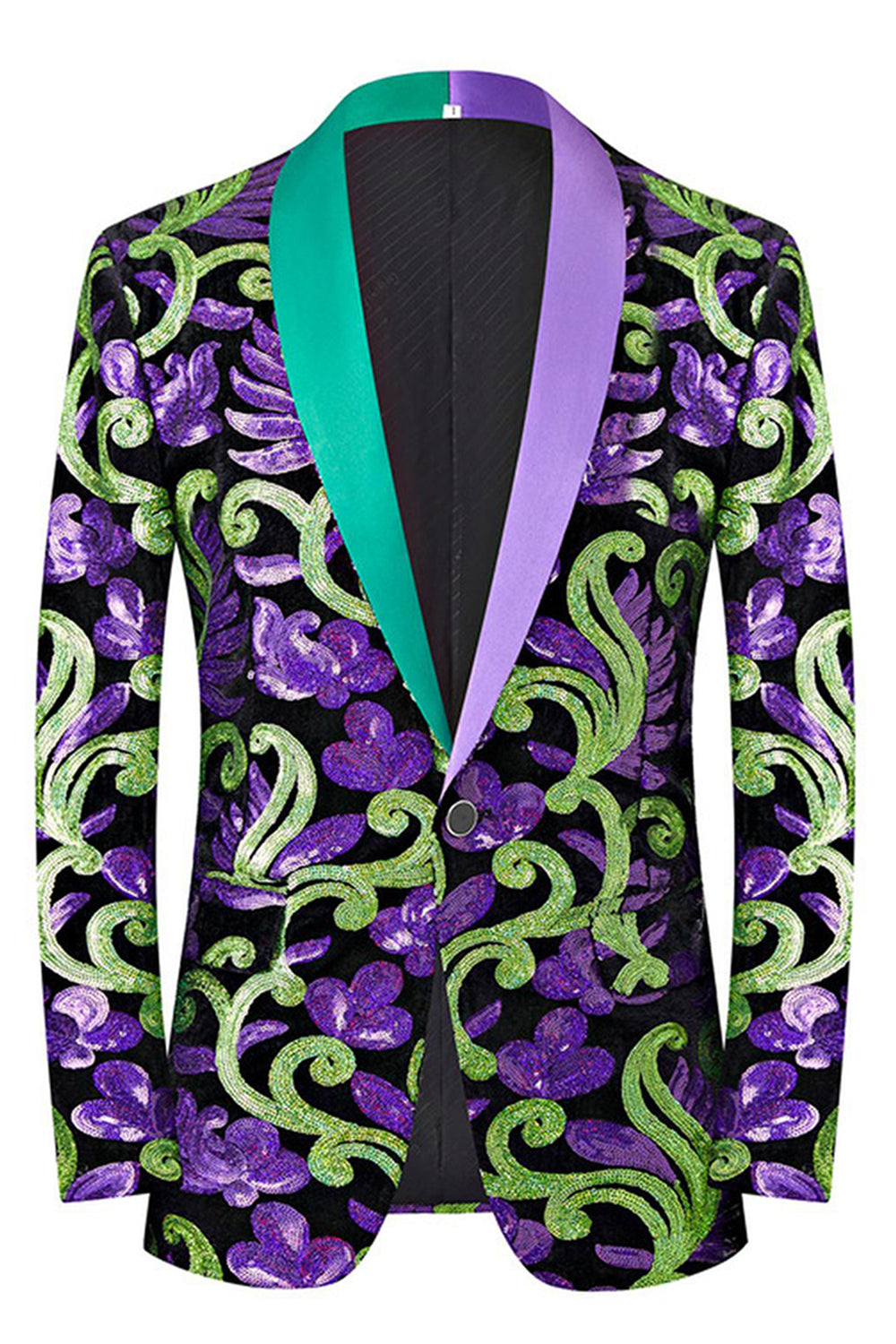 Vert 2 pièces Jacquard Châle Revers Costumes de bal pour hommes