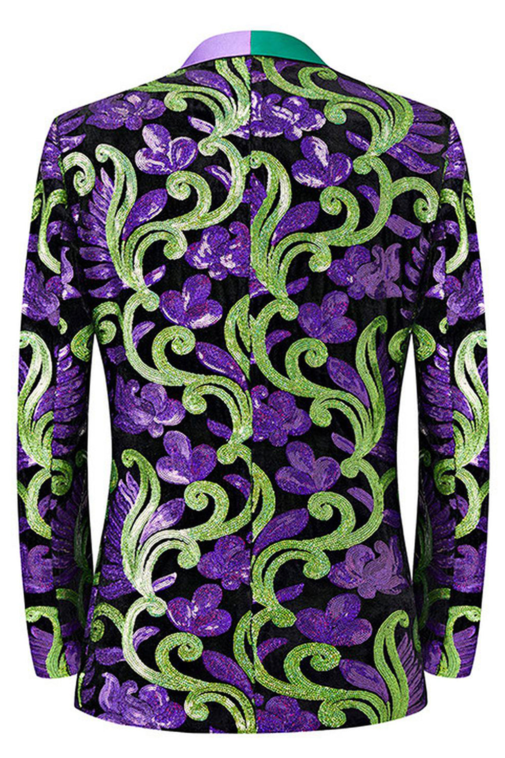 Vert 2 pièces Jacquard Châle Revers Costumes de bal pour hommes